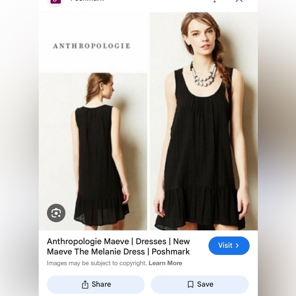 Anthropologie Maeve Black Mini Dress